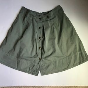 Anthropology Lux Khaki tab button skirt M